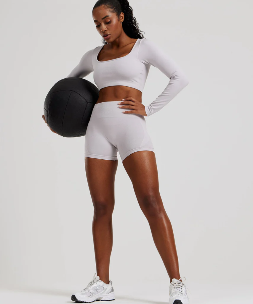 Define 2.0 Seamless Long Sleeve CROSS STRAP BRA Women’s Best -colori Steel Grey