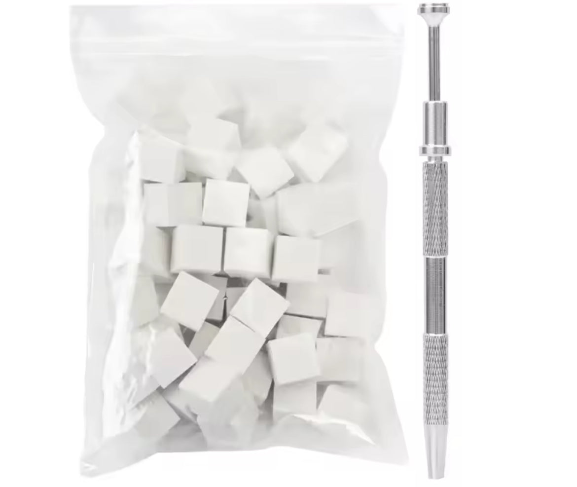 Ensemble d'éponges à ongles souples carrées blanches avec sa pince ( baby boomer)