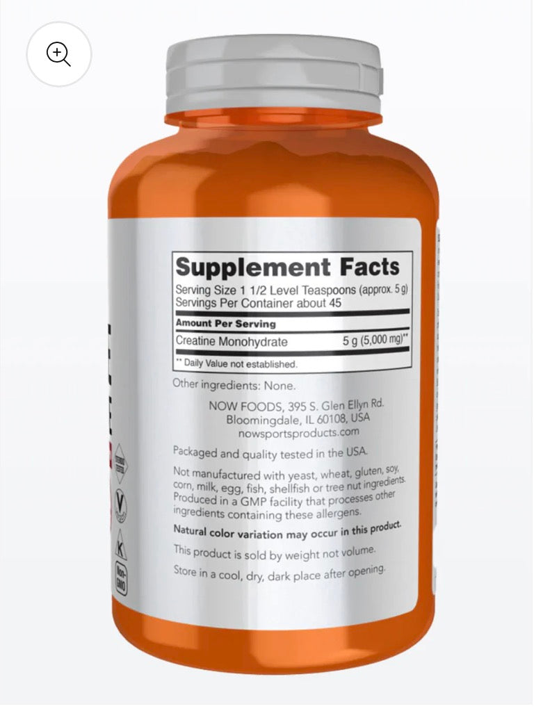 Now foods Sports Créatine monohydrate pure powder 227G