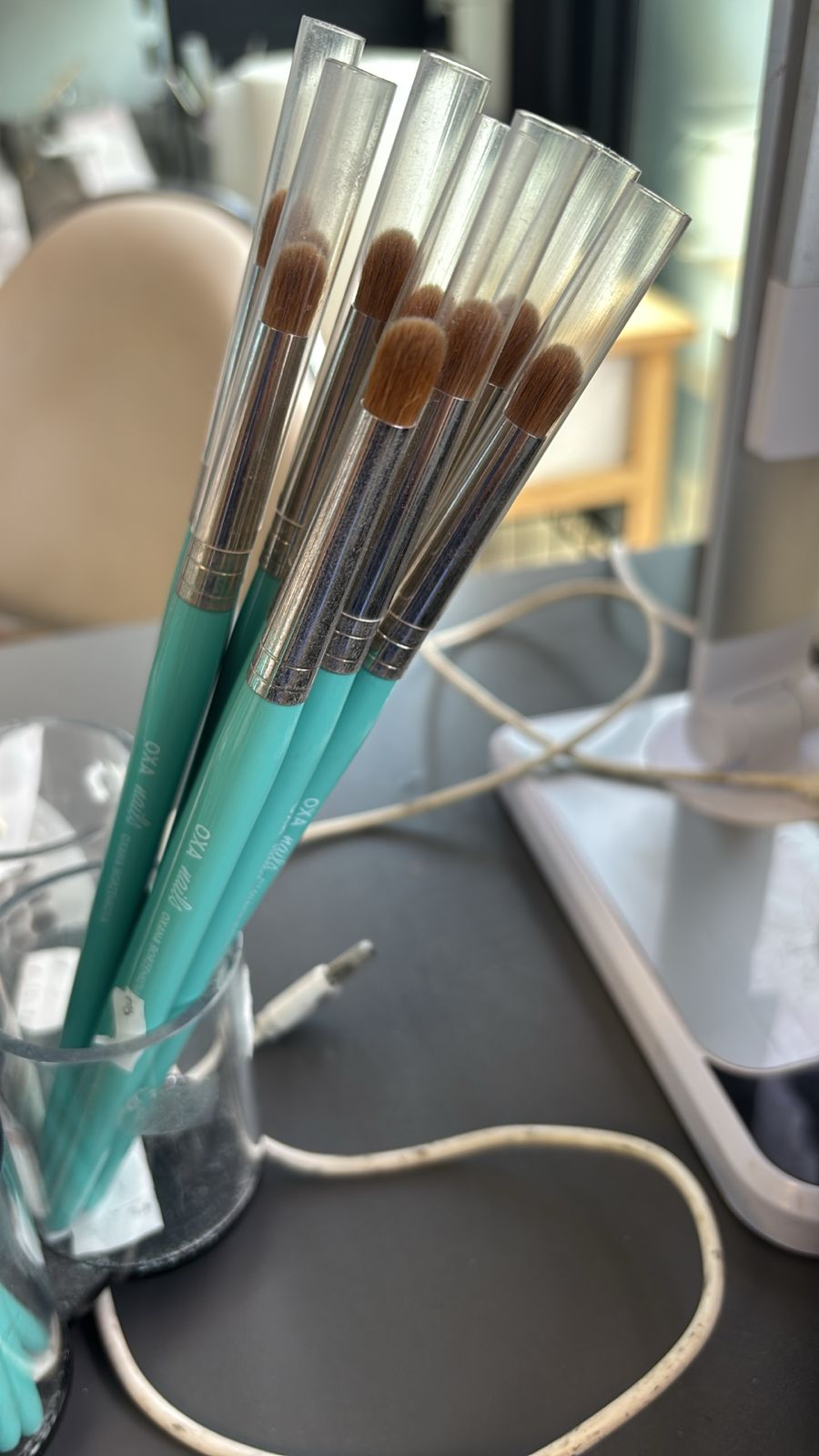 OXANAILS Pinceau Secret Mirror en poils naturels de martre rouge