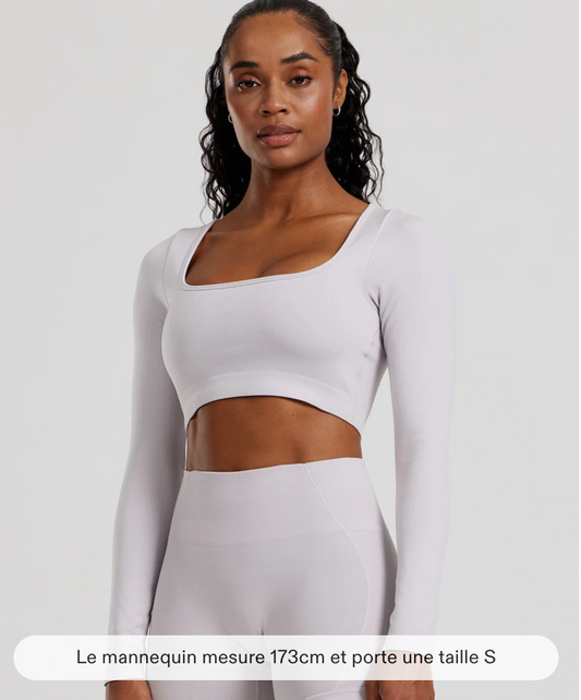 Define 2.0 Seamless Long Sleeve CROSS STRAP BRA Women’s Best -colori Steel Grey