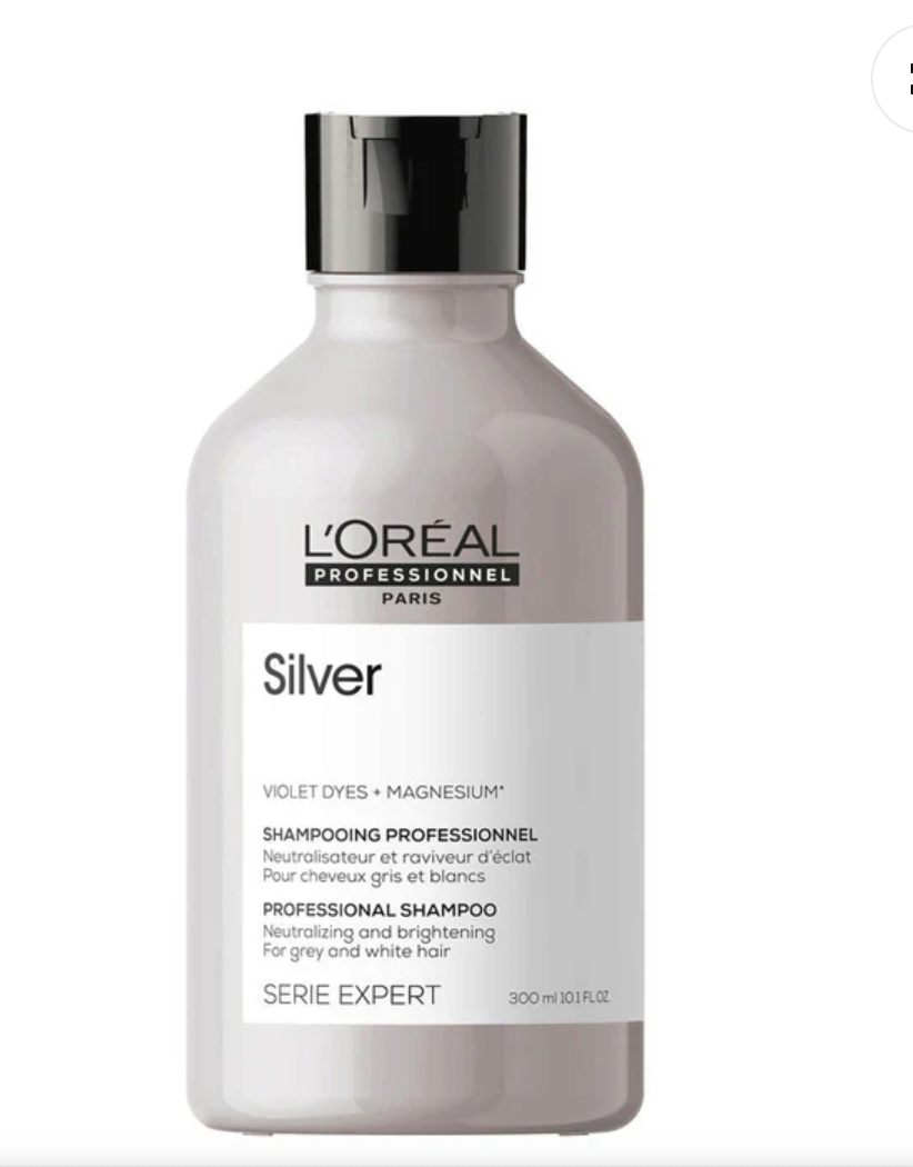 L'Oréal Professionnel Série Expert Silver Shampoing Neutraliseur et raviveur d'éclat pour cheveux gris et blancs -Formats 300 ml et 500ml