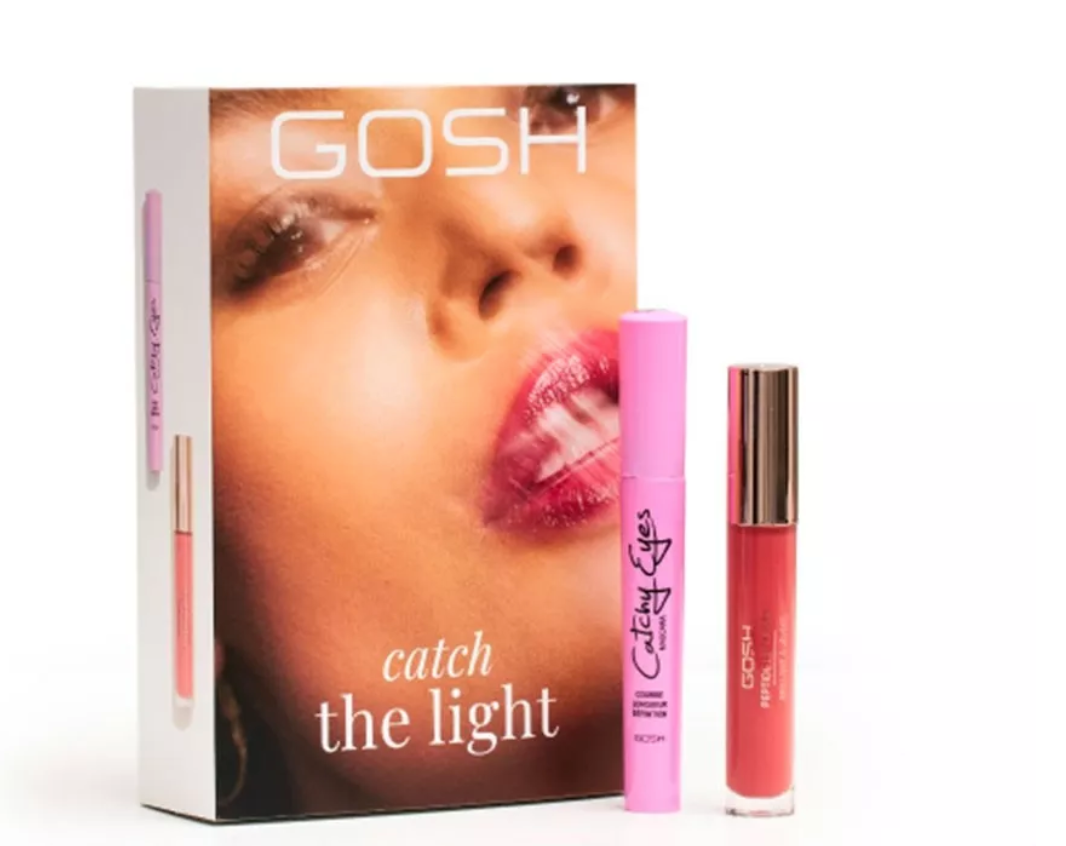 COFFRET GOSH CATCH THE LIGHT (Gloss & Mascara) avec peptide et acide hyaluronique (soin des lèvres et anti ride)