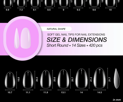 Capsules américaine 420PCS en gel souple | FORME : ARRONDIE & Naturel Taille SHORT