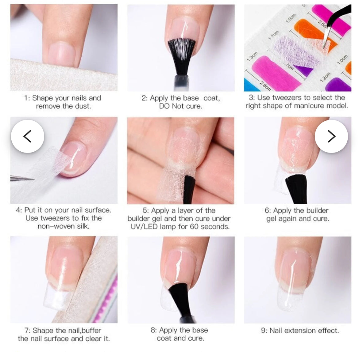 fibre de verre Non Woven nail slik-extension/reparation