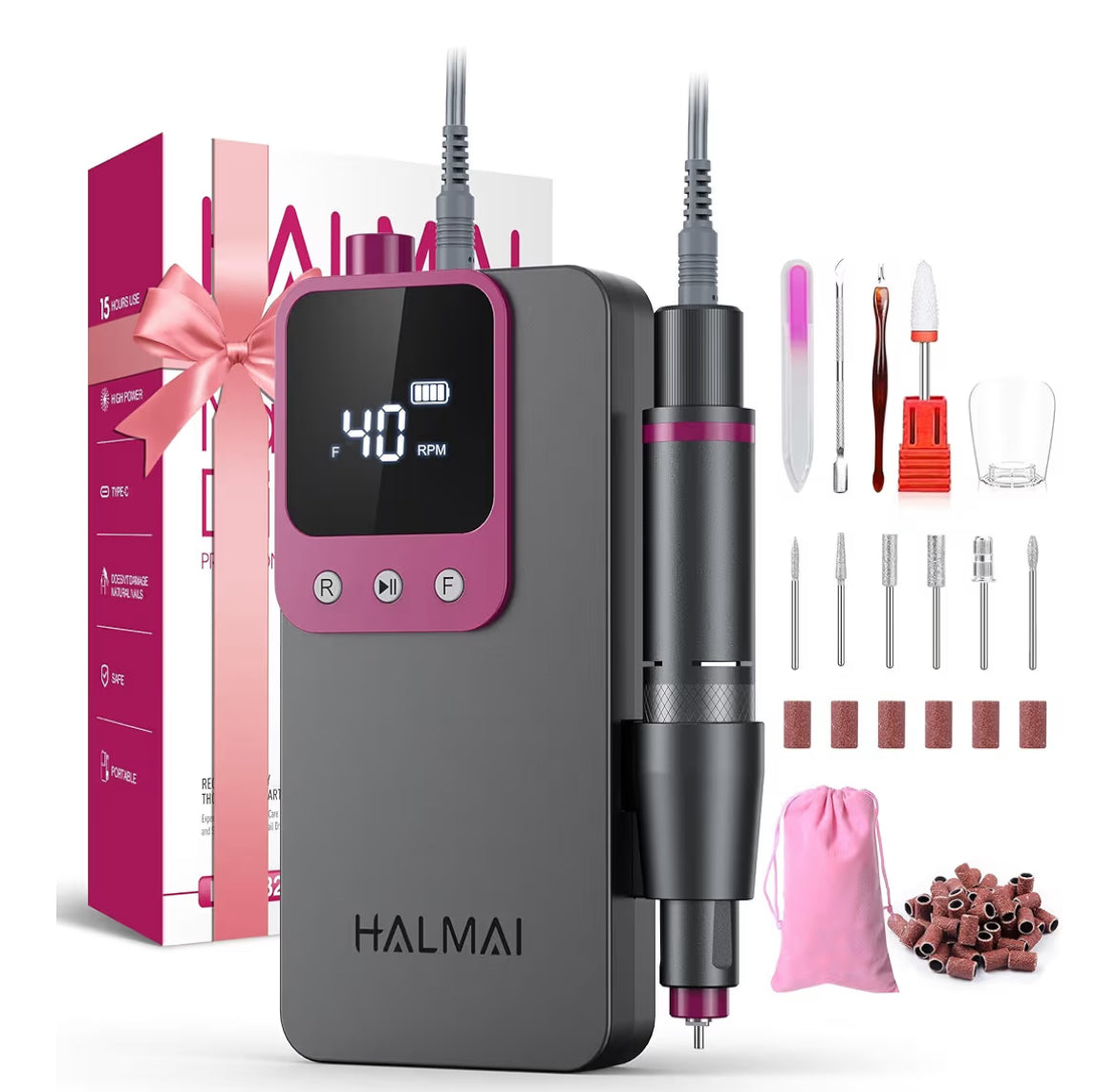 Ponceuse HALMAI, sans fil 40 000tours