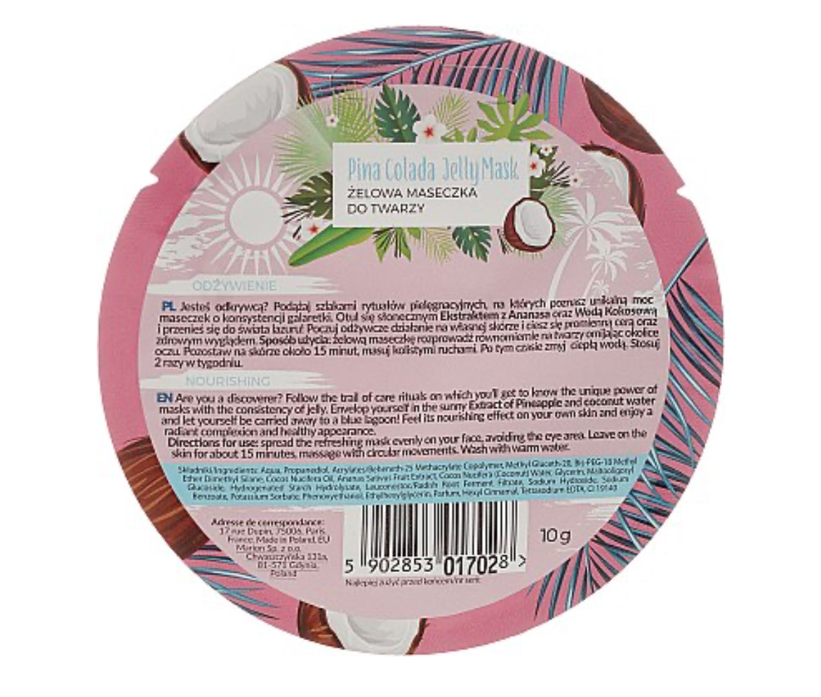 Masque-gelée à l'eau de coco pour visage Marion Tropical Island Pina Colada Jelly Mask