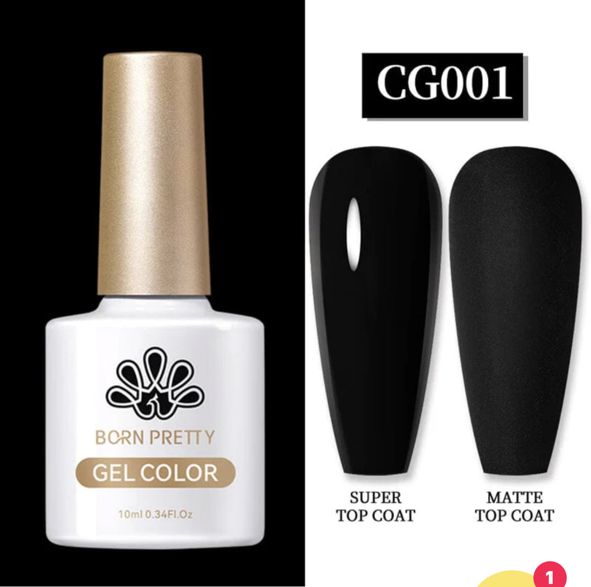 Born Pretry Gel polish uv/led noir CG001 clair 10ml