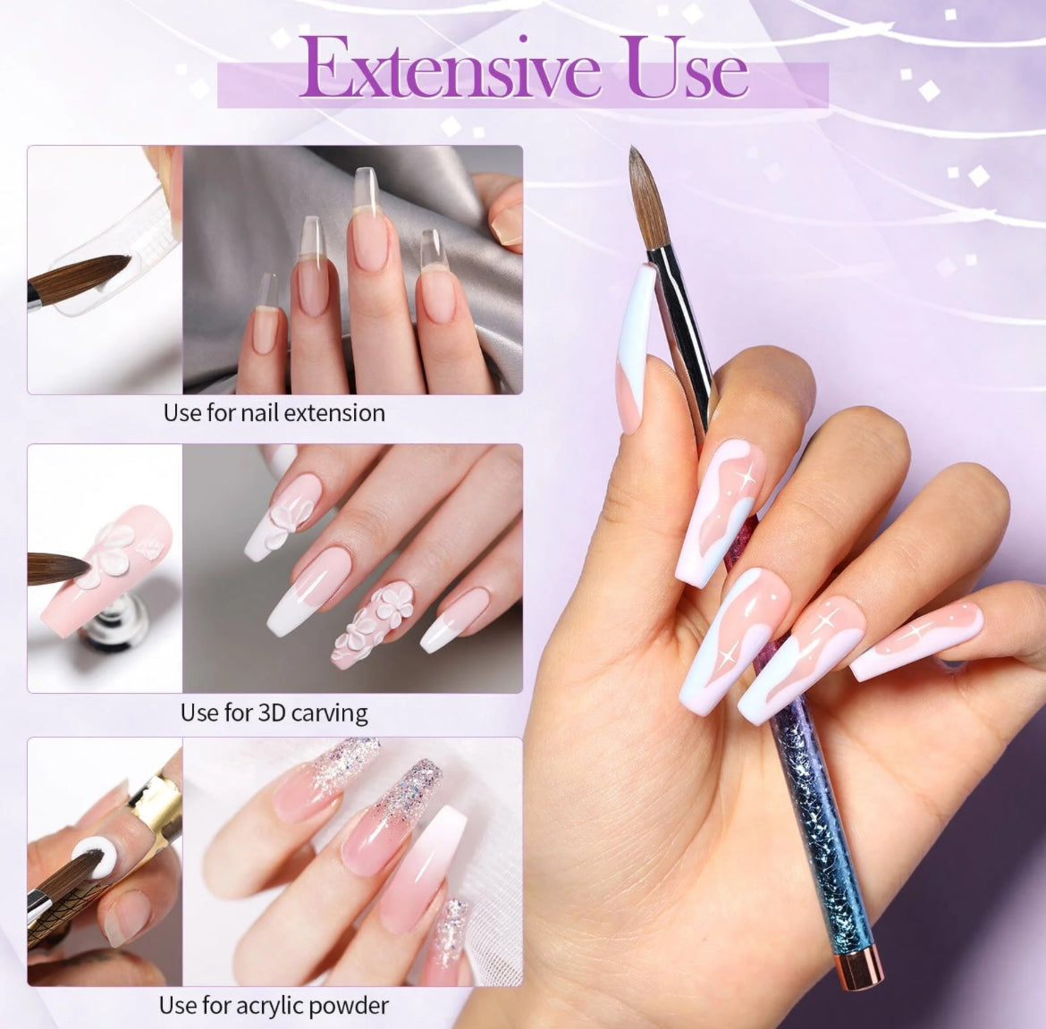 Pinceau Acrylique 3 fonctions