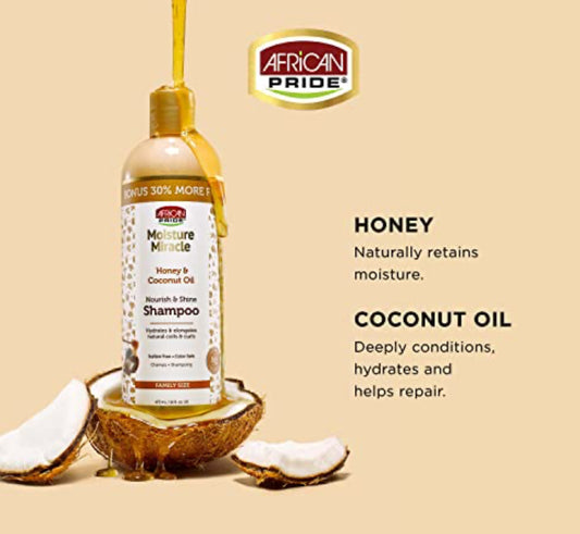 African Pride Moisture Miracle Shampoing Honey & coconut