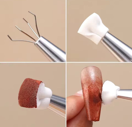 Ensemble d'éponges à ongles souples carrées blanches avec sa pince ( baby boomer)
