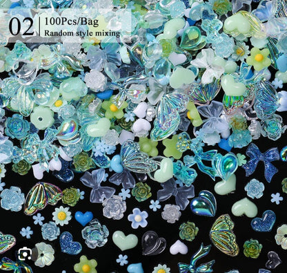 Décoration nails Coquillages 🐚 mixed noeud, étoile de mer,…