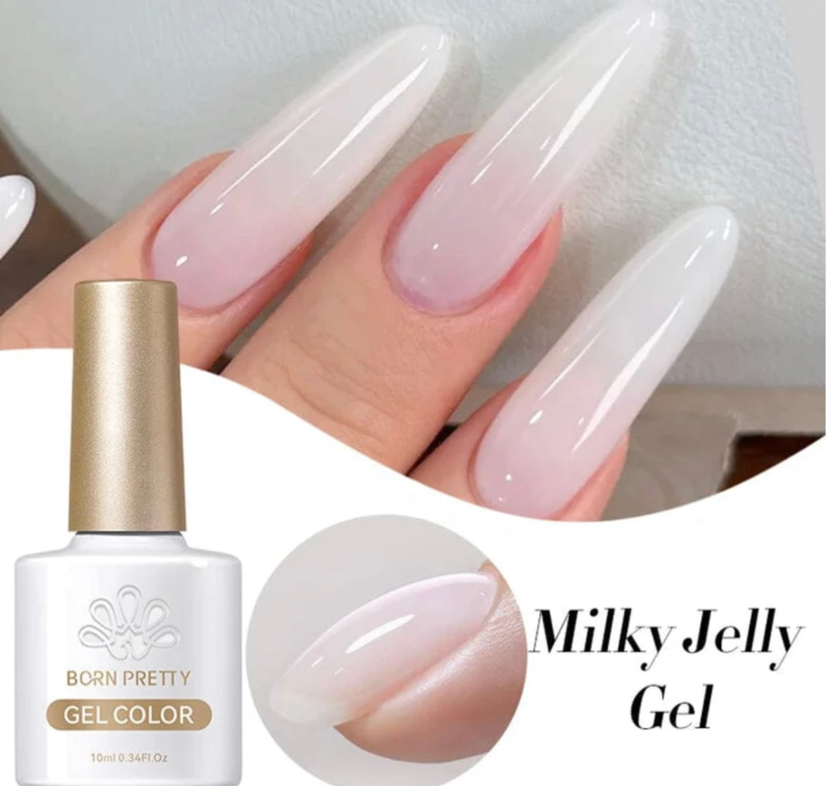 Milky White Born Pretty Jelly Nude Gel Polish 10ml