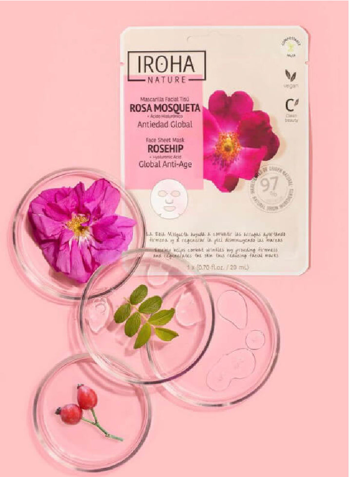 Masque visage tissu anti-âge Rose Musquée Iroha
