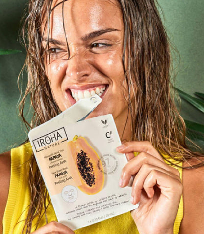 Masque visage tissu peeling AHA Papaye Iroha