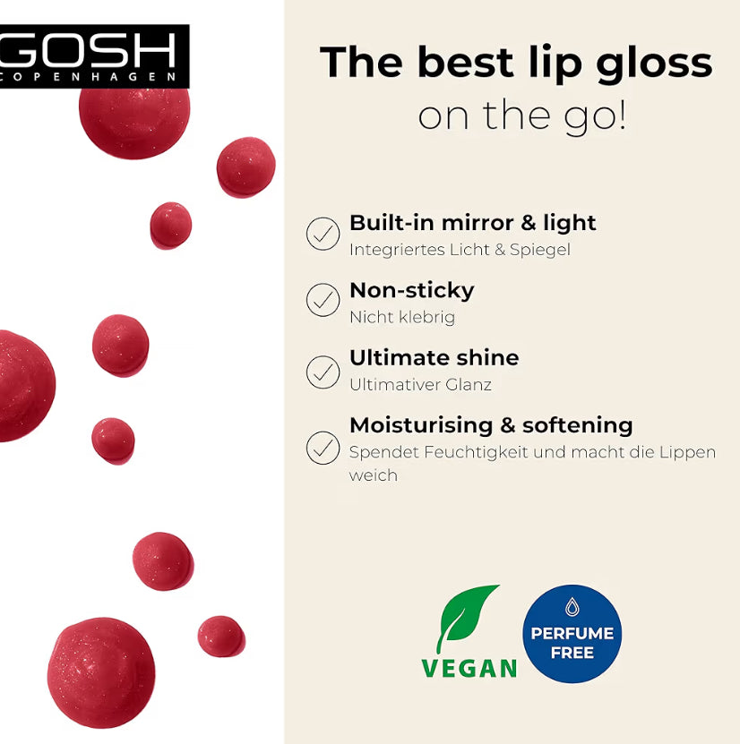 Gloss hydratant lumière integré et miroir Lumi Lips Gosh BTW