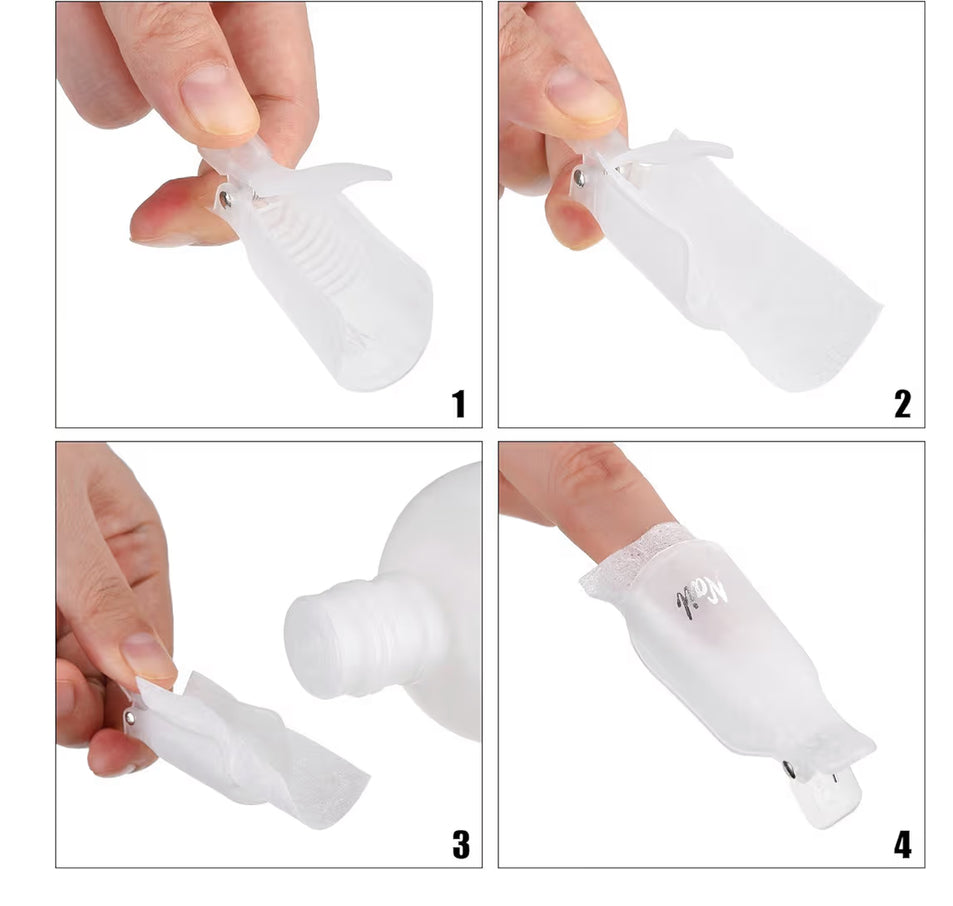 Pinces Dépose Vernis Semi-Permanent - 5pcs avec bloc polissoir
