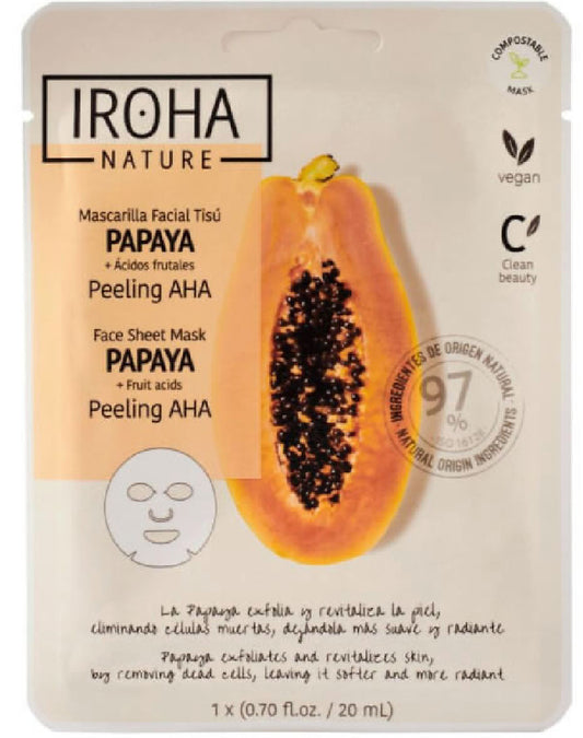 Masque visage tissu peeling AHA Papaye Iroha